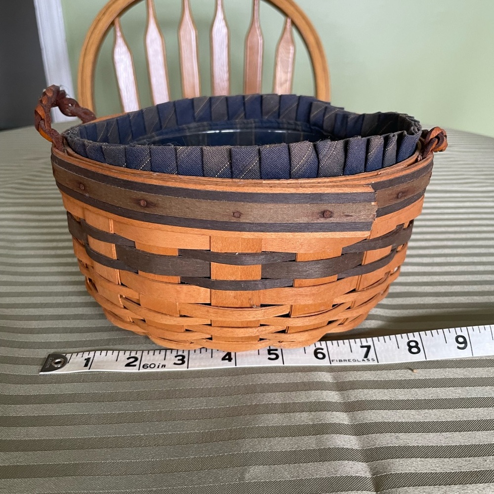 Longaberger Woven Accent Basket with Navy Fabric Liner - Home Accents